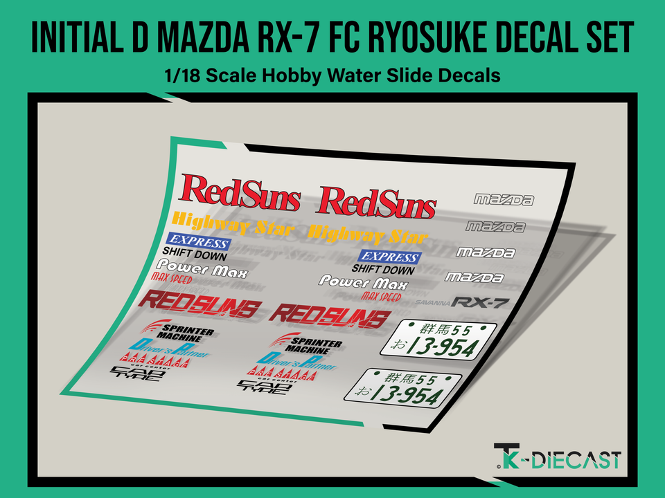 Spirit R Rx7 Sticker Mazda RX-7 Spirit R Decal Set - Tk Diecast