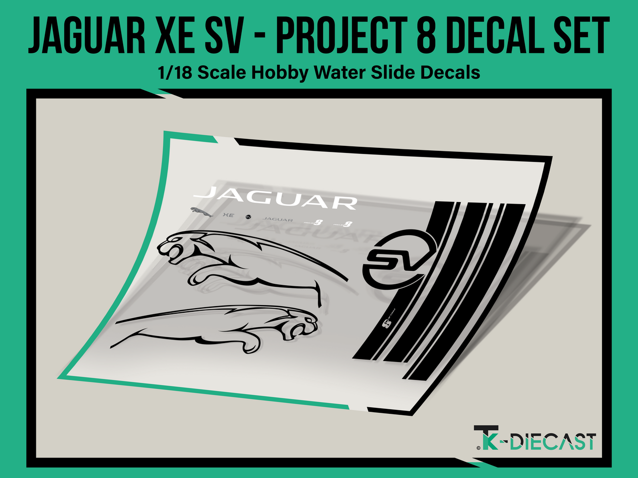 Jaguar Mk2のPilars Art(線材工芸) Valors社製 特注品 Jaguar XE SV - Project 8 Decal Set - Tk Diecast