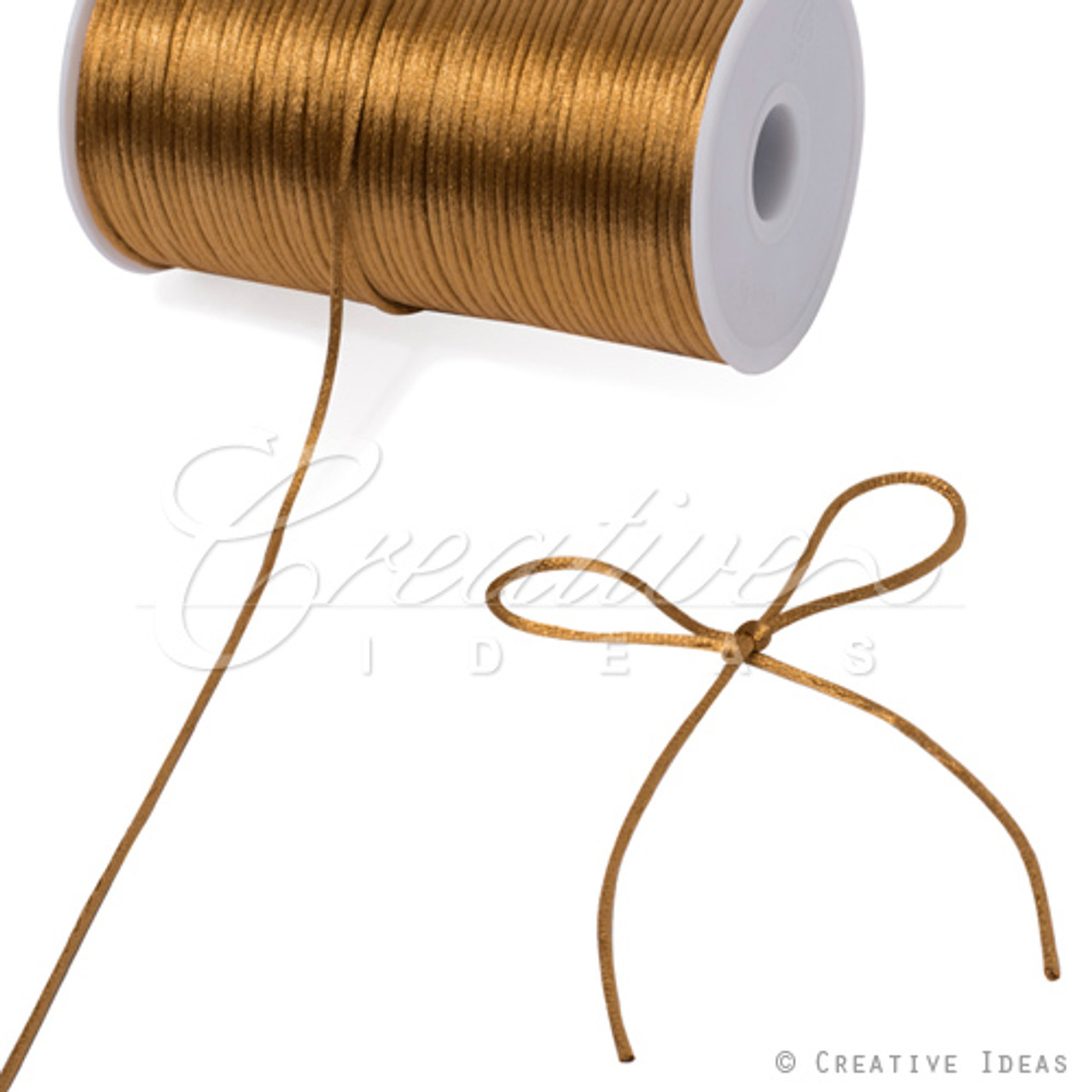 Black with Gold - 2mm Satin Rat Tail Cord - ( 2mm x 200 Yards )