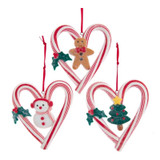 KA * 3.9" Claydgh Candy Cane Heart Orn