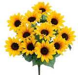 AS *  19" Sunflower Bush x11 Yellow