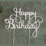 NAT * Happy Birthday Topper Silver