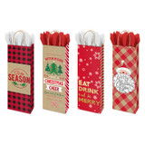 PC * Holiday Bottle Bags Kraft