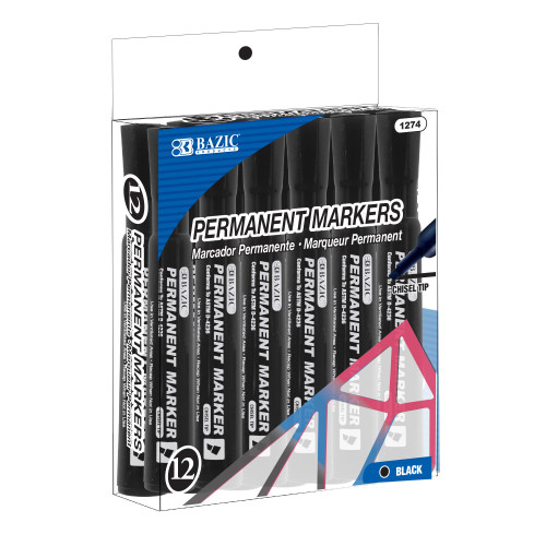 BAZ *  Markers Chisel Tip Black 12/Bx