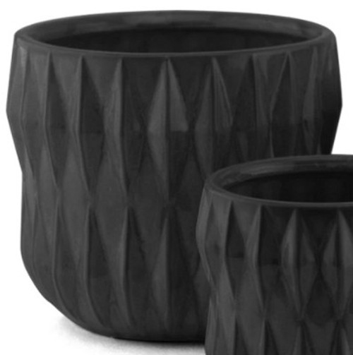 UNL *  Ceramic Ribbed Pot Matt Blk