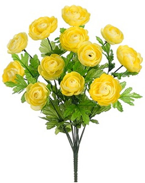 AS-FBR816-YE 17.5" Ranunculus Bush x12 Yellow