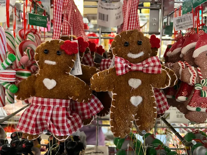 Boy and girl gingerbread man Christmas decorations at Flora-Dec Sales