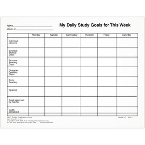 PSNL Daily Goal sheet (50 pk) PSNL Daily Goal sheet (50 pk)