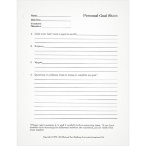 PSNL Personal Goal sheet (50 pk) PSNL Personal Goal sheet (50 pk)
