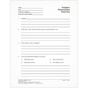 PSNL Scripture Memory Class test form (50 pk) PSNL Scripture Memory Class test form (50 pk)