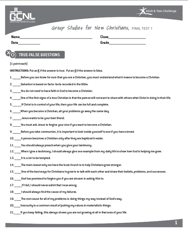 GSNL Final Exam (lower reading level) - Review All 14 Studies
