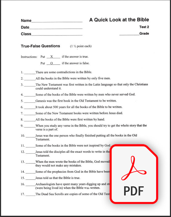 A Quick Look at the Bible: Test (PDF)