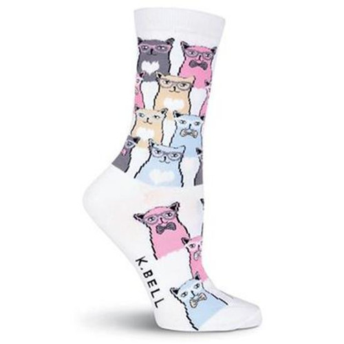 K.Bell Women's Smarty Cats Crew Socks 