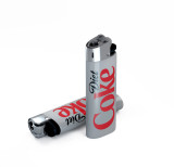 Silver disposable lighter featuring Diet Coke inspired typography and design.