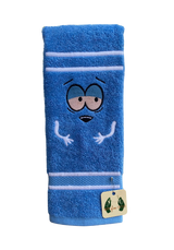 Illustrated towel inspired by Towelie from South Park featuring cartoon towel character with playful, pop-culture design.