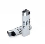 White disposable lighter with black text reading “Protect the Dolls.”