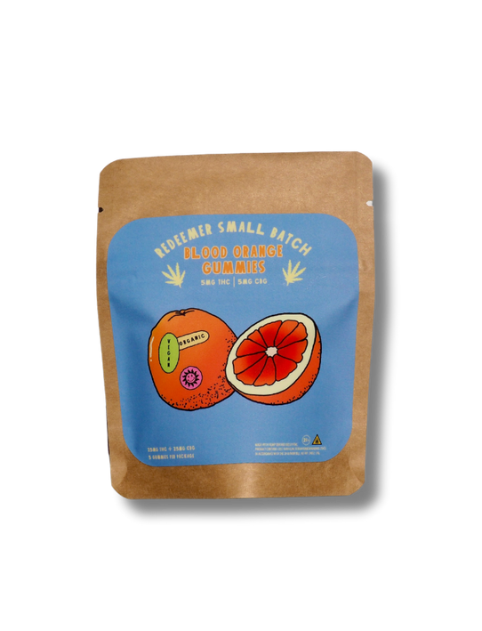 Resealable compostable pouch with visible QR code for third-party batch COA, highlighted “5mg THC + 5mg CBG” label Resealable compostable pouch with visible QR code for third-party batch COA, highlighted “5mg THC + 5mg CBG” label