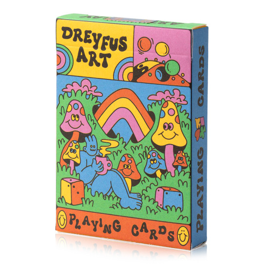 Dreyfus Playing Cards tuck box featuring bold, colorful illustrated characters by Dreyfus Art.