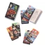 Classic Horror Oracle deck with illustrated cards featuring Friendship, Love, Bogeyman, Trickster, and Warrior, alongside an open guidebook and black card box.
