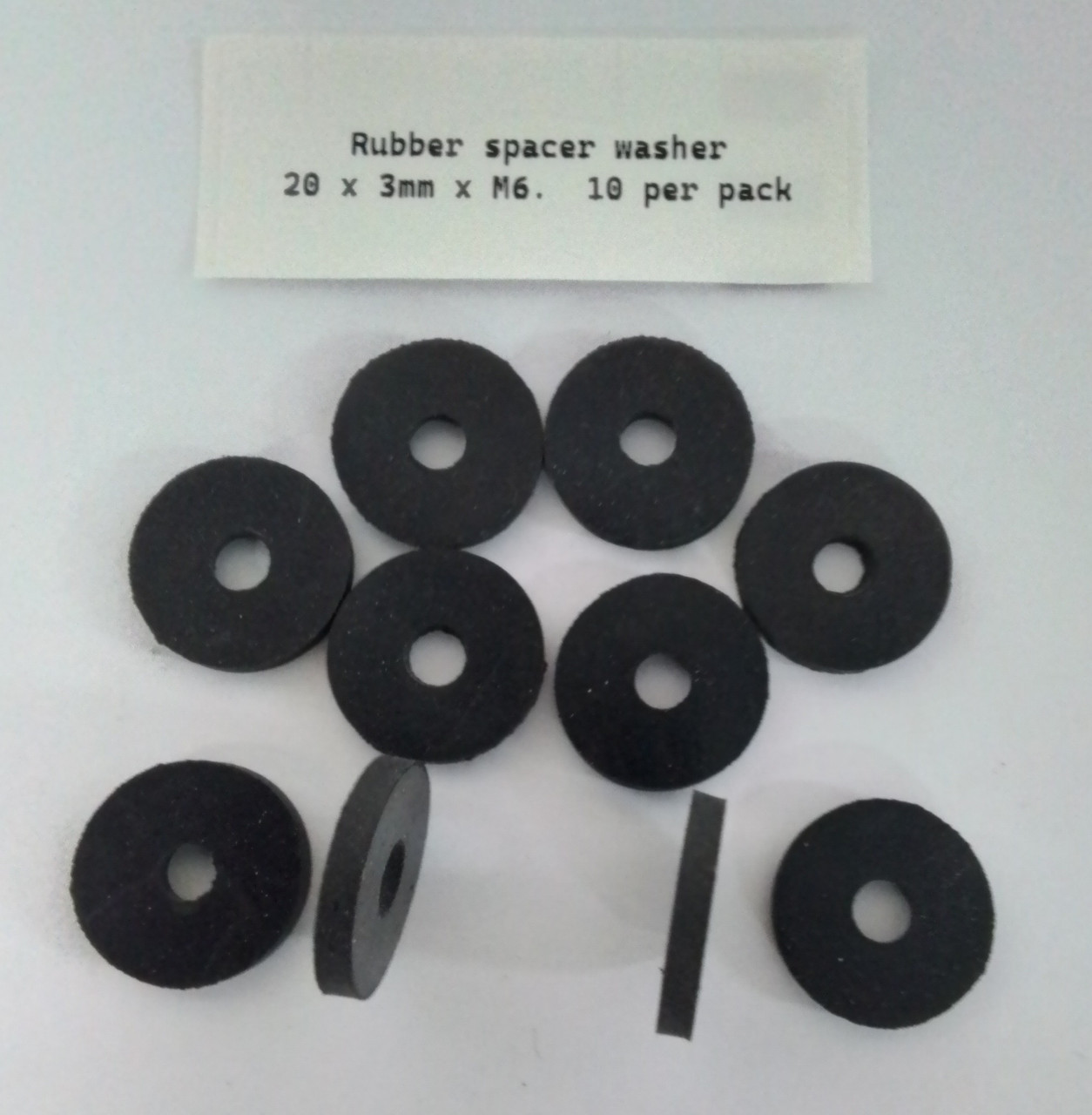 Rubber Mounting Washers 20x3xM6 (Pkt 10 pcs)