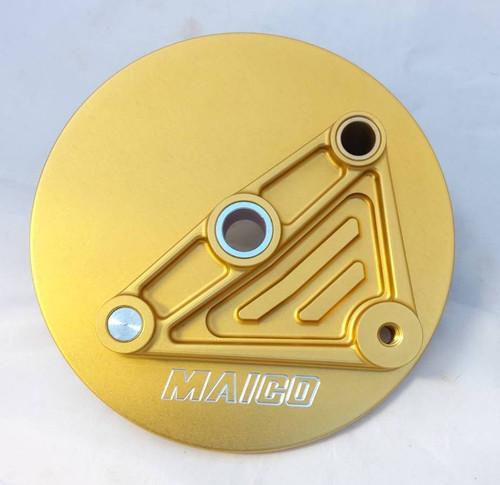 Brake Backing Plate Front Maico 73-79 Billet Alloy Gold (conical hub) Right Hand Application