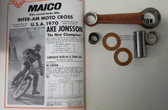 Conrod Kit Maico 68-82 250cc.   Will require 1 mm  base gasket as rod is 132mm original is 131.5mm