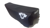 Seat Cover Maico 77-79 Black vinyl with white MAICO on rear and winged logo on sides.