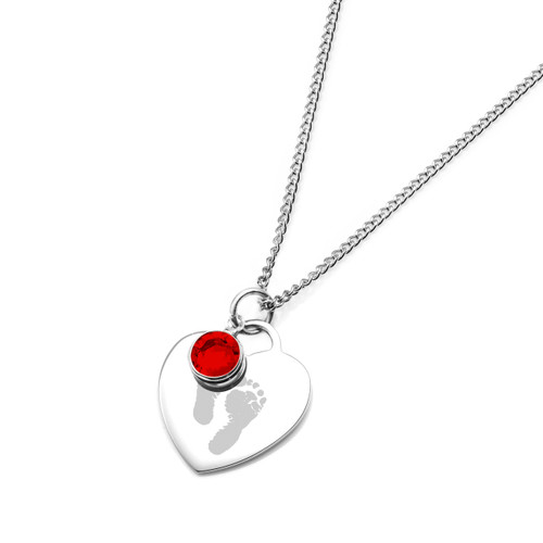 Baby Feet Heart Personalized Birthstone Necklaces