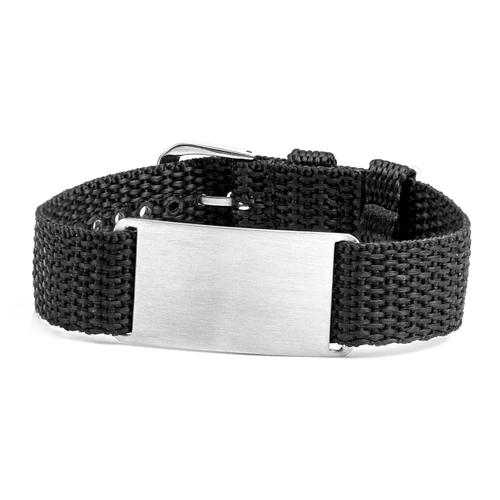 Black Custom Engraved ID Bracelet Adjustable