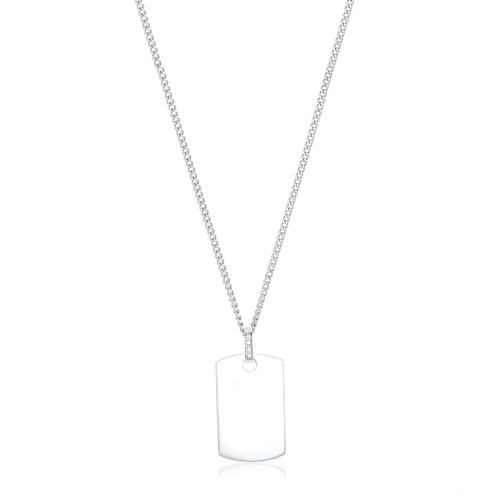 Ely Silver Personalized Necklace with CZ Bale