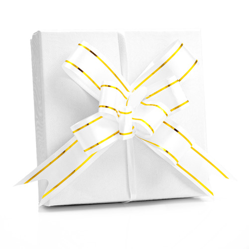 White Gift Box with White Gold Trimmed Bow for Jewelry White Gift Box with White Gold Trimmed Bow for Jewelry