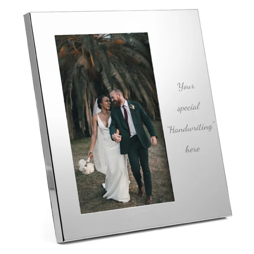 Engraved Handwriting Picture Frame Polished Finish - Vertical