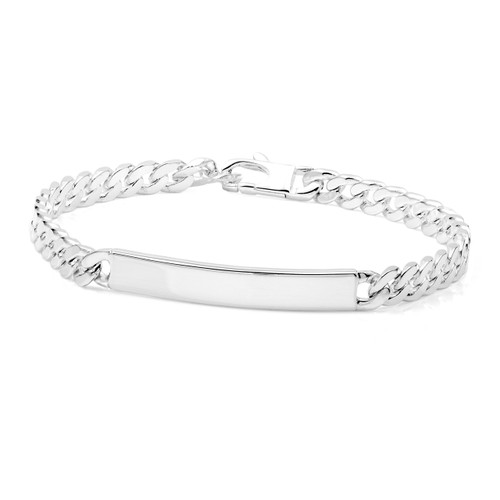 Sterling Silver Thin Curb Link Engraved Bracelets