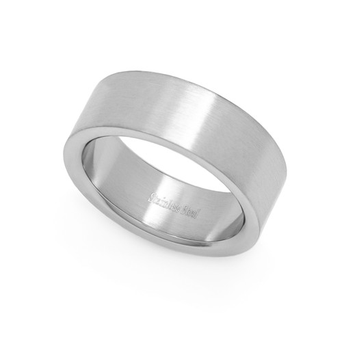 Flat Band Steel Custom Ring Size 6
