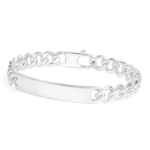 Sterling Silver Curb Link Engraved Bracelet 8.5 inch