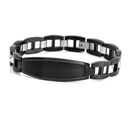 Black Steel Engraved Bracelets For Him