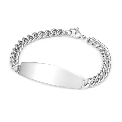Silver ID Wide Bracelet 7 1/2 - 9 In