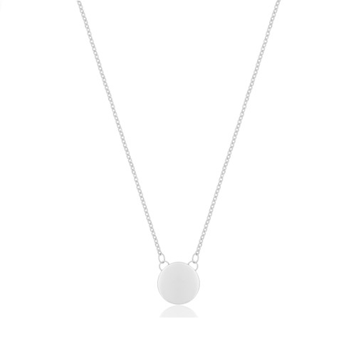 Small Round Silver Engraved Necklace