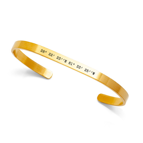 Lena Minimal Coordinates Cuff Bracelet - Gold Small