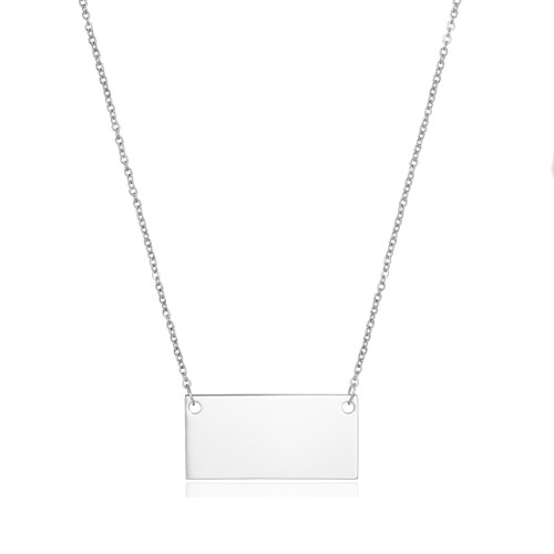 Contemporary Silver Personalized Bar Necklace for Her