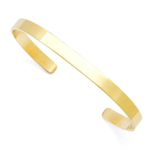 Engraved Gold Cuff Bracelet 5.5mm Medium
