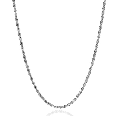 3mm Polished Stainless Rope Neck Chain 24 inch