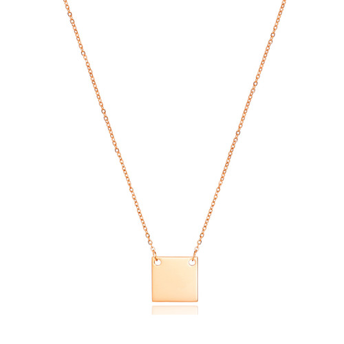 New Square Rose Gold Engraved Necklace