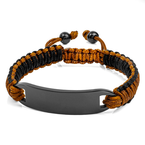 Black with Brown Accents Engraved Macrame Bracelet
