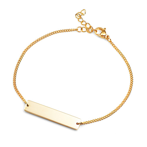 Gold Bar Engraved Bracelet for Her Adjustable