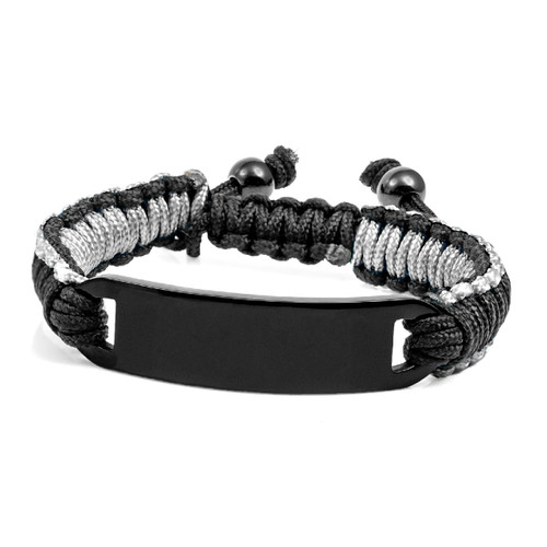 Black & Gray Custom Engraved Bracelet for Him