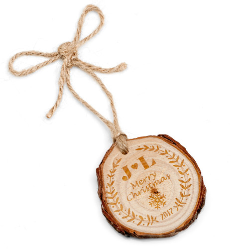 Merry Christmas Engraved Wood Ornament
