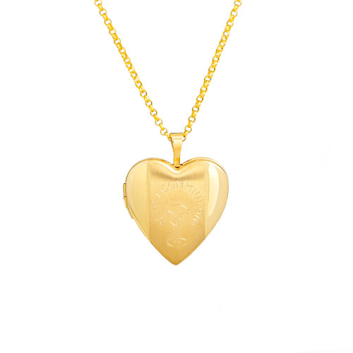 Gold Filled 1st Communion 2 Photo Heart Locket 15/16 Inch