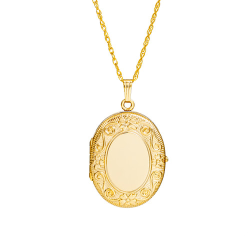 14K Gold Filled 4 Photo Ornate Personalized Locket Necklace