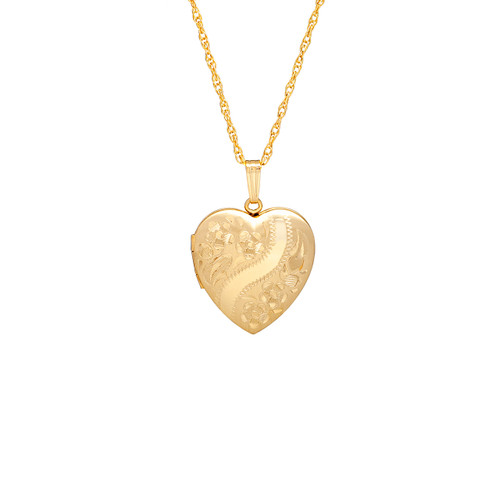 14K Gold Filled Ornate Heart Engraved Locket